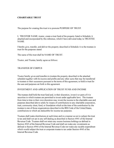 trust deed charity|charitable trusts model trust deed.
